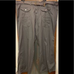 Mokachino Women Grey Wide Leg Belted Cotton Pants NWT-24W